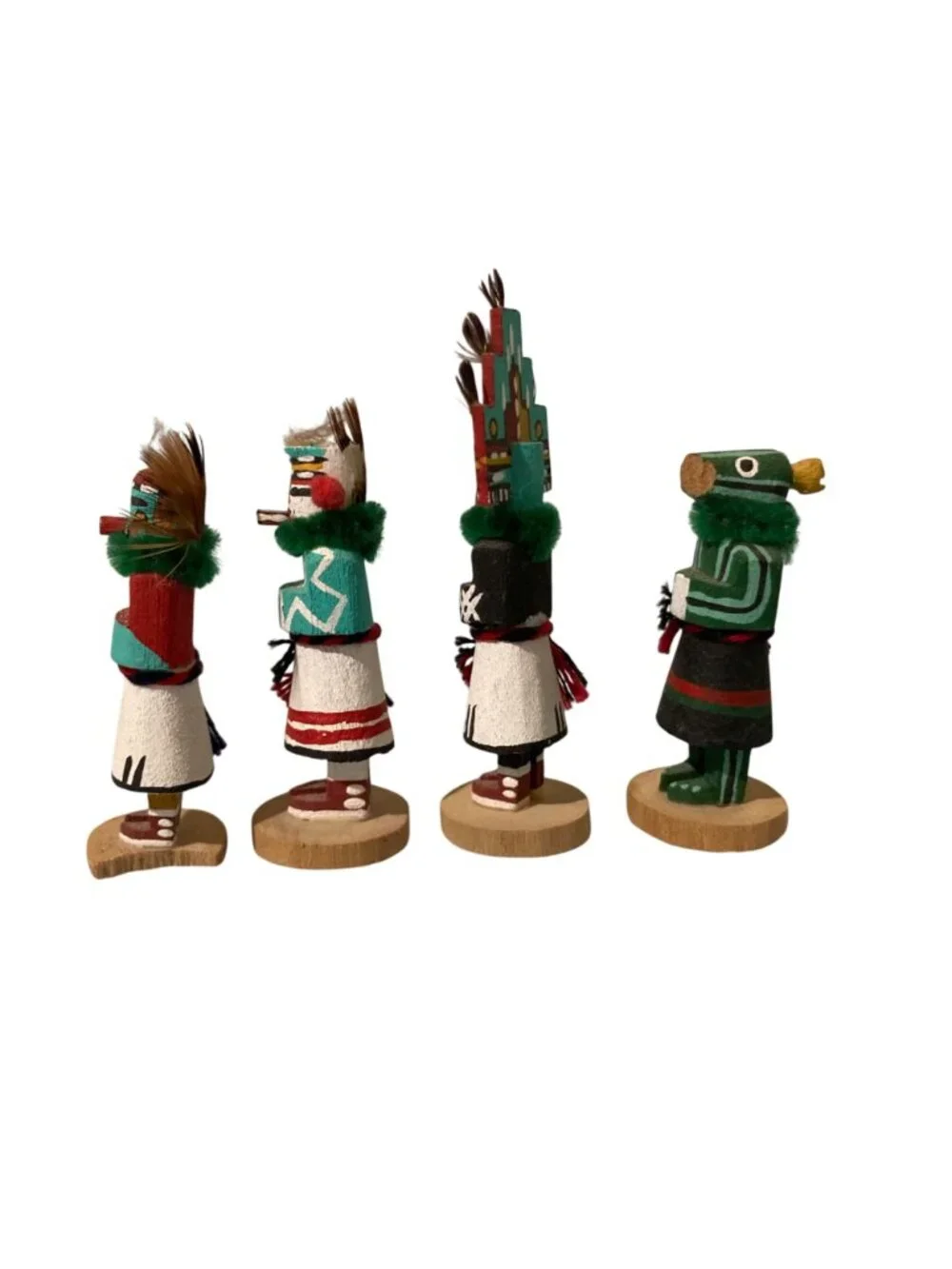 Miniature Kachina Dolls Signed L.M. Antelope Hemis Morning Sun Squash Lot of 4